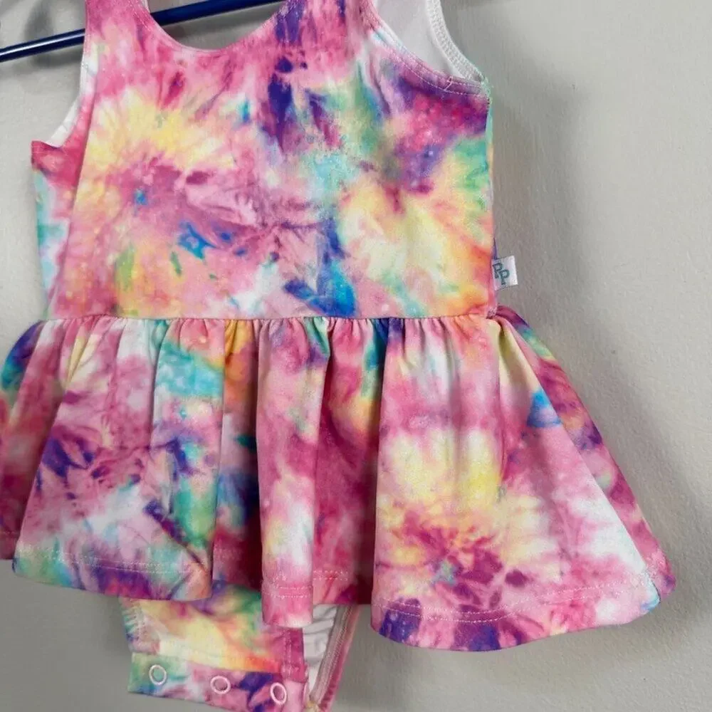 Posh Peanut Swimsuit Girls 12-18 Months Tie Dye One Piece Twirl Skirt Swim